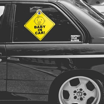Žltá/Čierna Baby Na Palube Dieťa v Aute Upozornenie Bezpečnostné prísavky Okno Odznak Nálepky Nepremokavé tabuli
