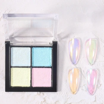 1 Box 4 Farebné Mermaid Zrkadlo Iskrivý Chrome Pigmentu Na Nechty, Glitter Práškov Aurora Prachu Manikúra Leštenie Dekorácie Pigment