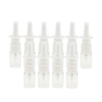 10 Štvorcových Plastové Prázdne Naplniteľné Nosový Sprej Fľaše Rozprašovača Kontajner 10 ml