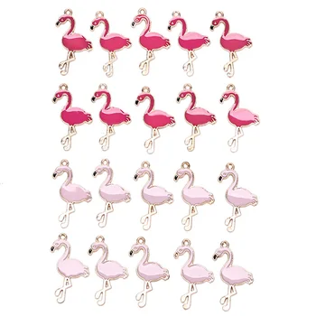 10pcs Zliatiny Smalt Červené Ružové Swan Prívesok DIY Náhrdelník Zistenia Flamingo zobrazili kľúčové tlačidlá Pre zvieratá Príslušenstvo Tvorby