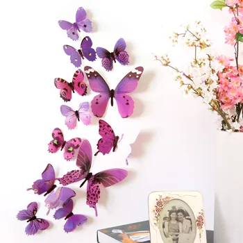 #12Pcs Motýle Stenu, Nálepky, Nálepky Nálepky na stenu Nový Rok Doma Dekorácie 3D Butterfly Tapety pre obývacia izba