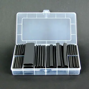 142pcs tepla shrinkable sleeving 3:1 čierne elektronické DIY Kit izolované polyolefínov oplášťované shrink sleeve káble andCable