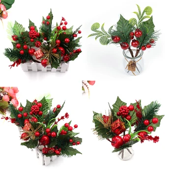 1Pc Umelý Kvet Red Pearl Stamen Bobule Pobočky DIY Tortu Vianočné Svadobný Dar Box Vence Plavidlá Dekorácie
