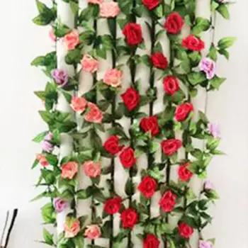 2.2 M Rose Umelý Kvet Visí Garland Wall Art Decor Plastové Svadobné Party Kvet Ivy Viniča pre Domáce Miestnosti Dekorácie
