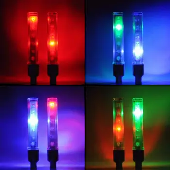 2 ks Praktických Farebné LED Požičovňa Ventil Ľahké Farebné Tlačidlo Batéria Výstražné Svetlo Ventil Ventil Bicykel na Koni Príslušenstvo
