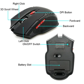 2000DPI 2,4 GHz Bezdrôtová Optická Myš Hráč Bezdrôtová Myš s USB Prijímač Mause pre Počítač, Notebook