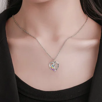 2020 Módne Fialové Farebné Biela Crystal Jednorožec Kovový Prívesok Reťazca Náhrdelník Ženy, Dievča, Šperky Darček