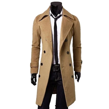 2020 Zákopy Srsti Mužov Jacket Mens Kabát Bežné Slim Fit Vetrolam Pevné Dlhá Srsť Muži Móda Zimné Kabáty Plus Veľkosť