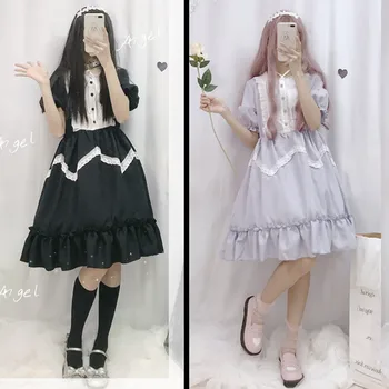 2021 Lete Vintage Japonský Lolita Dievča Šaty žien Mäkké Dievča Vietor Roztomilý Huba Čipky Šaty Krátke Šaty Cute