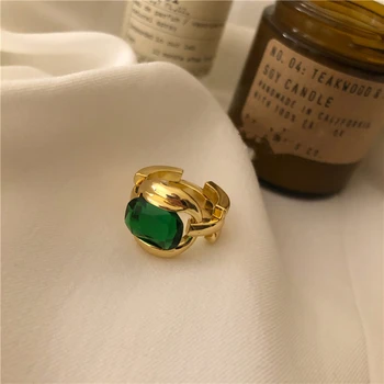 2021 Nové Kpop Vintage Green Crystal Drahokamu Obdĺžnik, Ovál Reťazca Duté Á Kovové Krúžky pre Ženy Strany estetické Šperky