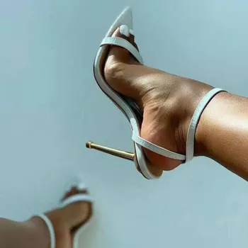 2021 Nové Členok Popruh Zelená dámske Vysoké Podpätky Sandále Ukázal Prst Čerpadlá Zapatos De Mujer Tacon Tacones Mujer 36-42