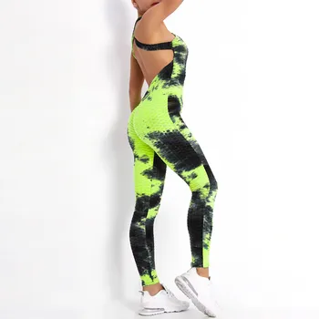 2021 Sexy dámske Tepláky Jóga Nohavice Vysoký Pás Telocvični Push Up Slim Šport Backless Top Beží Oblečenie Mäkké Jumpsuit 5S