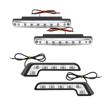 2ks LED Auto Denných prevádzkových Svetlo 6/8 Led Automobilový Jazdy Svetlo do Hmly Žiarovka 12V 6000K