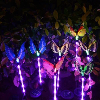 3 Pack Motýľ Solárne Záhradné Svetlo Vonkajšie Slnečné Vklad Svetlo Multi-farbu Meniace LED Záhradné Svetlo Na Terasu Záhrade Trávnik Cesta