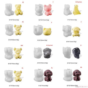 3D Ice Cube Maker Roztomilý Malý Medveď Psa Tvar Čokoláda Plesne Ice Cream Silikónové Formy 1Pc