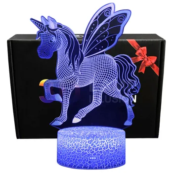 3D ilúziu Nočné Osvetlenie jednorožec Model Dotyku LED Žiarovky Deti Spálňa Decor Rainbow kôň Osvetlenie S Diaľkovým ovládaním