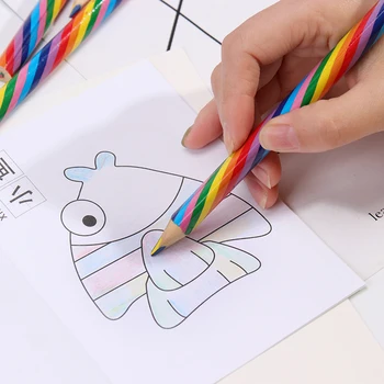 4PCS/Pack Roztomilý 4 Farebné Sústredné Rainbow Ceruzka Na Študent Detí Maľovanie Graffiti Kreslenie Darček Umenie Školské potreby