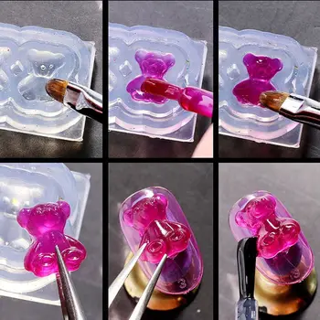 5Pc Silikónové Mini Gummy Bear Forma Nail Art Živice Casting Mold Šablóny Umelecké Remeslo A0KD