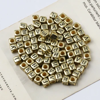 6*6 mm Gold Zmiešané Rusko List Akrylové Korálky Štvorcových Voľná Dištančné Korálky Pre Šperky, Takže Diy Kúzlo Náramok Príslušenstvo