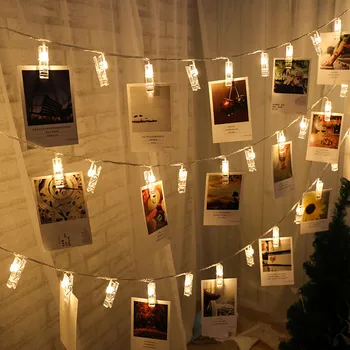 6m/10m LED Foto Klip Víla String Svetlá Veniec, Vianočné Dekorácie pre Domov Izba Dovolenku Svadobné, Vianočné Osvetlenie, Vonkajšie Batérie