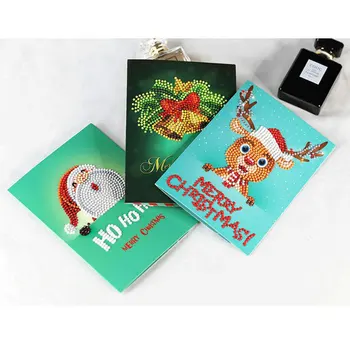 8pcs 5D DIY Diamond Maľovanie Vianočné priania Diamond Výšivky Pohľadnice Diamond Pohľadnice Narodeniny, Vianoce, Darček pre deti