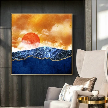 Abstrakt Západ Slnka Mountain Cloud Plagát, Tlač, Grafický Vzor Wall Art Plátno Na Maľovanie Domov, Obývacia Izba Dekorácie Nástenná Maľba