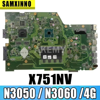 Akemy X751NV pôvodnej doske pre ASUS X751N Notebook doske X751NV doske s 4GB-RAM N3050 / N3060