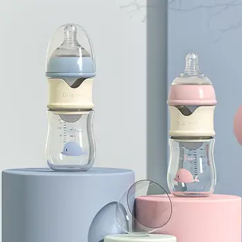 Baby Bottle Prsia Široká Ústa Kŕmenie Fľaša Sklenená Dojčenská Fľaša