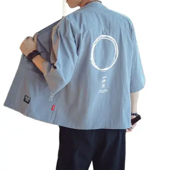 Bavlnená posteľná Bielizeň Kimono Cardigan Mužov Japonských Mužov Yukata Mužov Haori Príčinné Samuraj Oblečenie Tradičné Streetwear Bunda