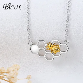 BICUX Creative Móde Romantické Srdce Honeycomb Zvierat Prívesok Náhrdelníky pre Ženy Muž Zlato Strieborná Farba Kovových Šperkov Náhrdelník