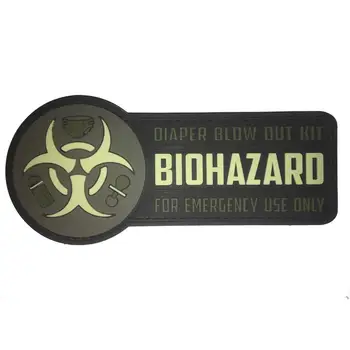 Biohazard PVC Škvrny Odznaky Znak Príslušenstvo DIY 10*4,5 cm len Háčik bez slučky Taktickej