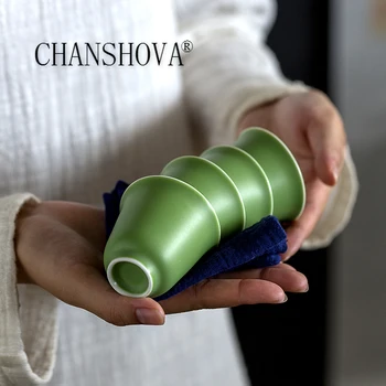 CHANSHOVA 50ml Čínsky retro štýl zelená keramické čaj, pohár vína, pohár čaju nastaviť Čínskeho Porcelánu H499