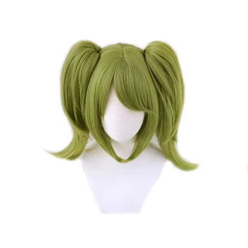 Danganronpa Monaka Zelené Krátke Ponytails Parochňu Cosplay Kostým Dangan Ronpa Tepelne Odolných Syntetických Vlasov Monaca Towa Ženy Parochne