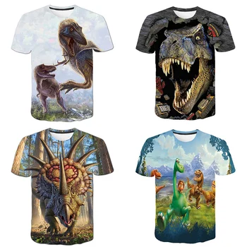 Deti Oblečenie Dinosaura Jurský T Shirt Letné Detské Oblečenie Chlapci Dievčatá Román Priedušná Deti Krátky Rukáv 3d Fashion Kreslených