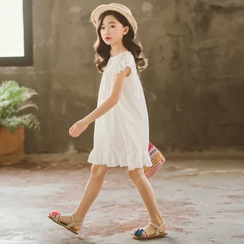 Dospievajúce Deti Šaty Pre Dievčatá V Lete Biele Ružové Party Batoľa Detský Dievča Šaty 2019 Nové Bavlnené Obliečky Dovolenku Deti Oblečenie