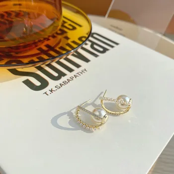 Dámy Módny Dizajn, Nádherné Geometrické Náušnice Luxusné Šperky Reálne zlatenie Micro-intarzované Zirkón Pearl S925 Strieborná Ihla