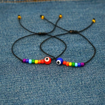 Go2Boho 2ks Gay Šperky Lesbičky Rainbow Náramky pre Páry grécky Oko Braclets turecký Zlým Okom Náramok String Šperky