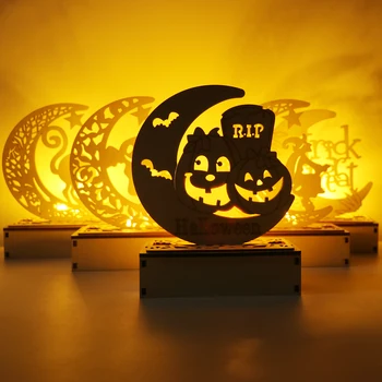 Halloween Tekvica Ghost Čarodejnice Drevené LED Svetlo Dekoračné 2021 Halloween Dekor pre Domáce Halloween Party Dekor Dodávky Priazeň