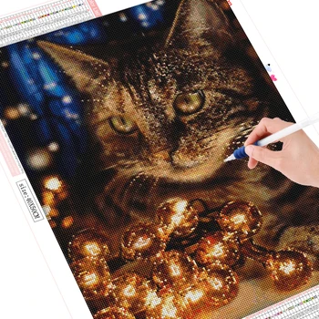 HUACAN 5D DIY Diamond Maľovanie Mačka Cross Stitch Súprava Diamantových Výšivky Predaj Zvierat Kamienkami Obrázky Domova