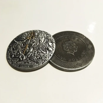 Indickej Mytológie Shiva Pamätné Mince Shiva Antické Mince Boh Reprodukcie a Ničenia Mince Zberu Mince Odznak