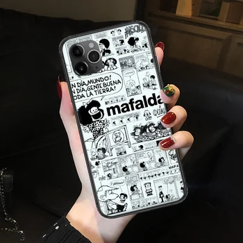 Karikatúra Roztomilý Mafalda Telefón puzdro Pre iphone 5 5S SE 2 6 6 7 8 11 12 Mini Plus X XS XR Pro Max black tpu bunky kryt maľovanie