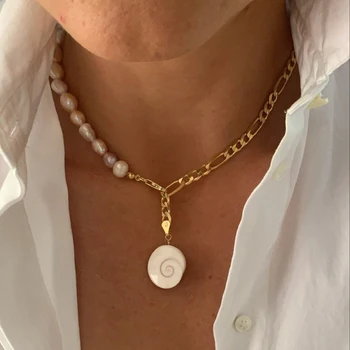 Klasická Móda Lady Šperky Prírodné Ružové Perlový Náhrdelník Shell Prívesok Farba Zachovanie Nehrdzavejúcej Ocele Reťazca Krásy Príslušenstvo
