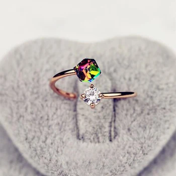 Klasický Zásnubný Prsteň Kocka v Tvare Dizajn Farby Kubický Zirkón Ženy Ženy Svadobné Kapela CZ Prstene, Šperky