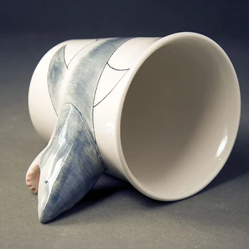 Kreatívne 3D troch-dimenzionální ručne Maľované shark keramický hrnček cartoon mora zvierat hrnček šálku kávy darček hrnček mx6221200