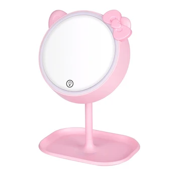 Led Pink Mačka Make-Up Zrkadlo S Zrkadlá Stojace Zrkadlo Dotykový Displej Zrkadlo Na Líčenie Nastaviteľné Svetlo Stôl Kozmetické Zrkadlo