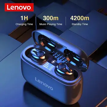 Lenovo Ht18 Tws Bezdrôtová 5.0 Slúchadlá, Led Displej Ovládanie Hlasitosti Hifi Stereo Headset