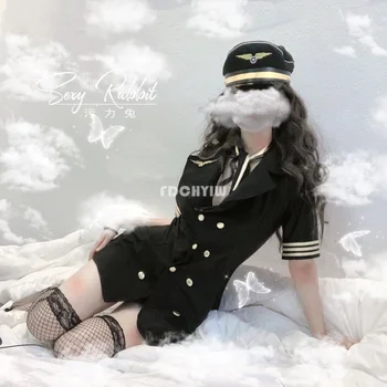 Letuška Jednotné Hlboko V Krku Šaty, Sexy Spodná Bielizeň, Nočné Clubwear Letuška Anime Cosplay Oblečenie Slúžka Námorník Kostýmy