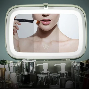 Luxusné Kozmetické Úložný Box s Led Svetlo Zrkadlo Ploche make-up Organizátor Prípade protiprachová Zásuvky Typ Organizér na Šperky