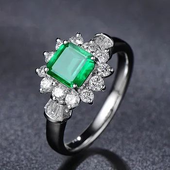 Luxusné retro diamantový prsteň osobnosti creative new emerald prírodné emerald zirkón krúžok pre ženy, Jemné šperky