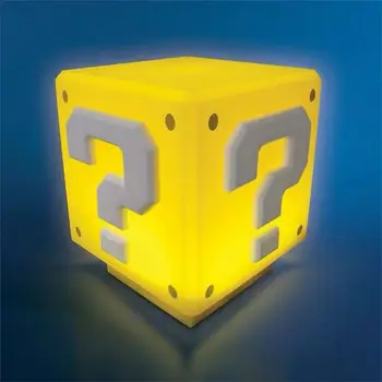 Mario Mini Qustion Blokovať Svetlo Nočné Svetlo Lampy Super Mario HRAČKY Ikonu 3D LED Svetlo, Atmosféra Nočného Akcie Obrázok